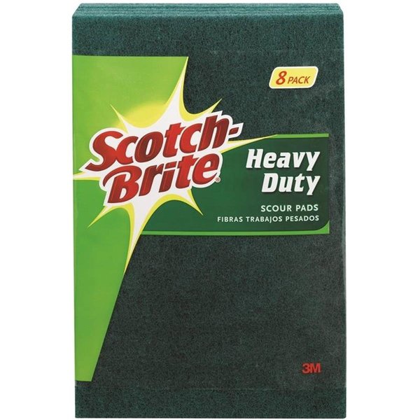 3M Heavy Duty Rectangle Scouring Pad, 6 x 3.85 in. - Synthetic Fiber, Green 3M385197